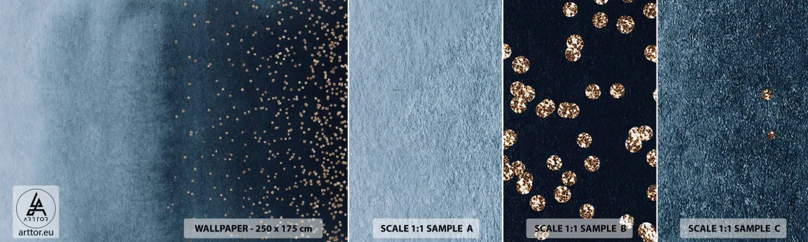 Fotobehang Monster Zelfklevend Deluxe Sticker - Samenstelling - blauwe fasen - Abstractie, Deel, Ontwerp - 100x30 cm