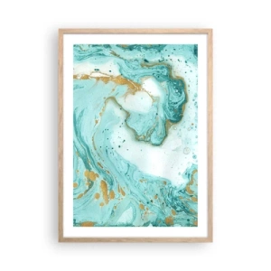 Een poster in een licht eiken lijst - Onder de grote golf van het Edo-tijdperk - 50x70 cm