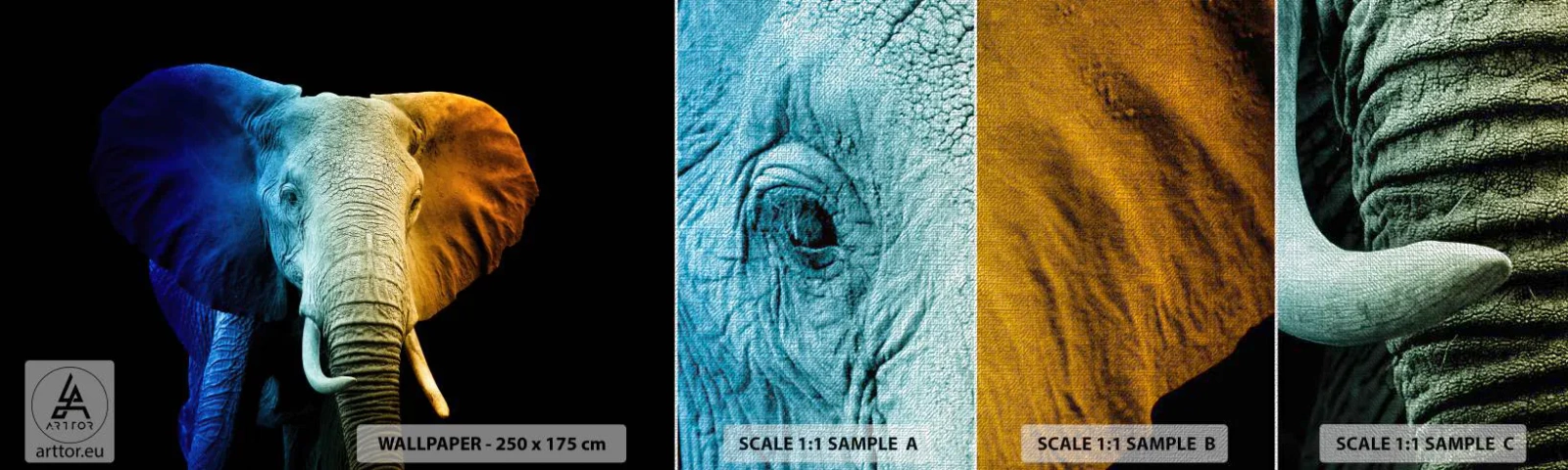 Fotobehang Monster Premium Canvas - Excentriek, niet raar - Abstractie, Olifant, Dieren - 100x30 cm