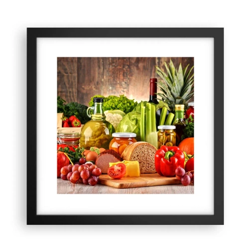 Poster in een zwarte lijst - Gerookt, gebakken en gemarineerd - 30x30 cm