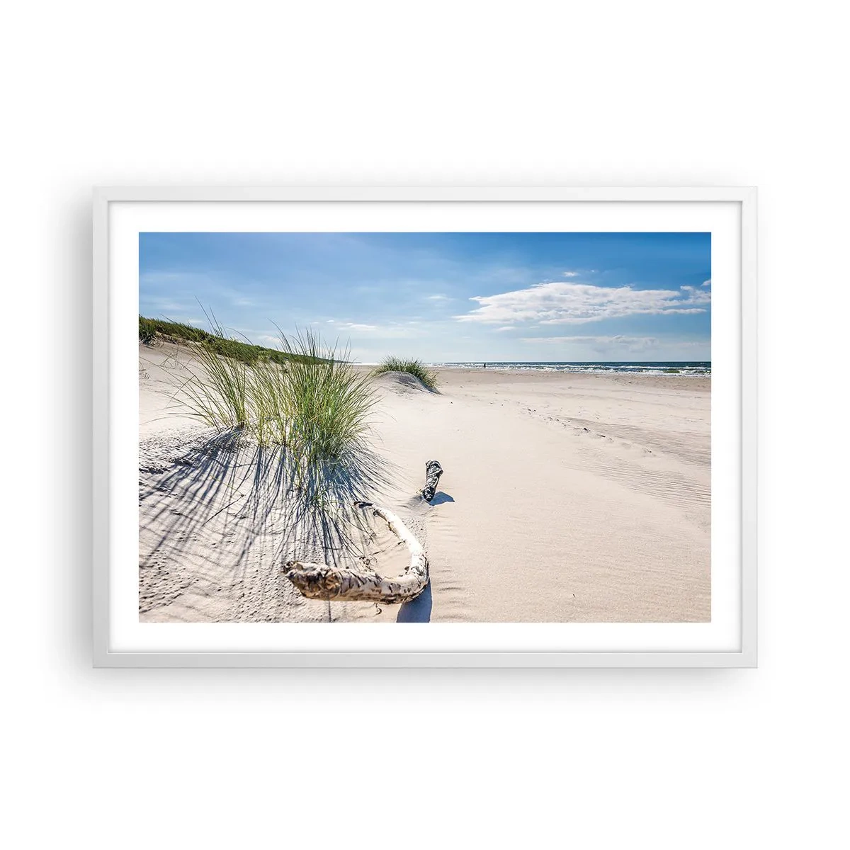 Poster in een witte lijst - De mooiste zandstrand? Oostzee-strand - 70x50 cm