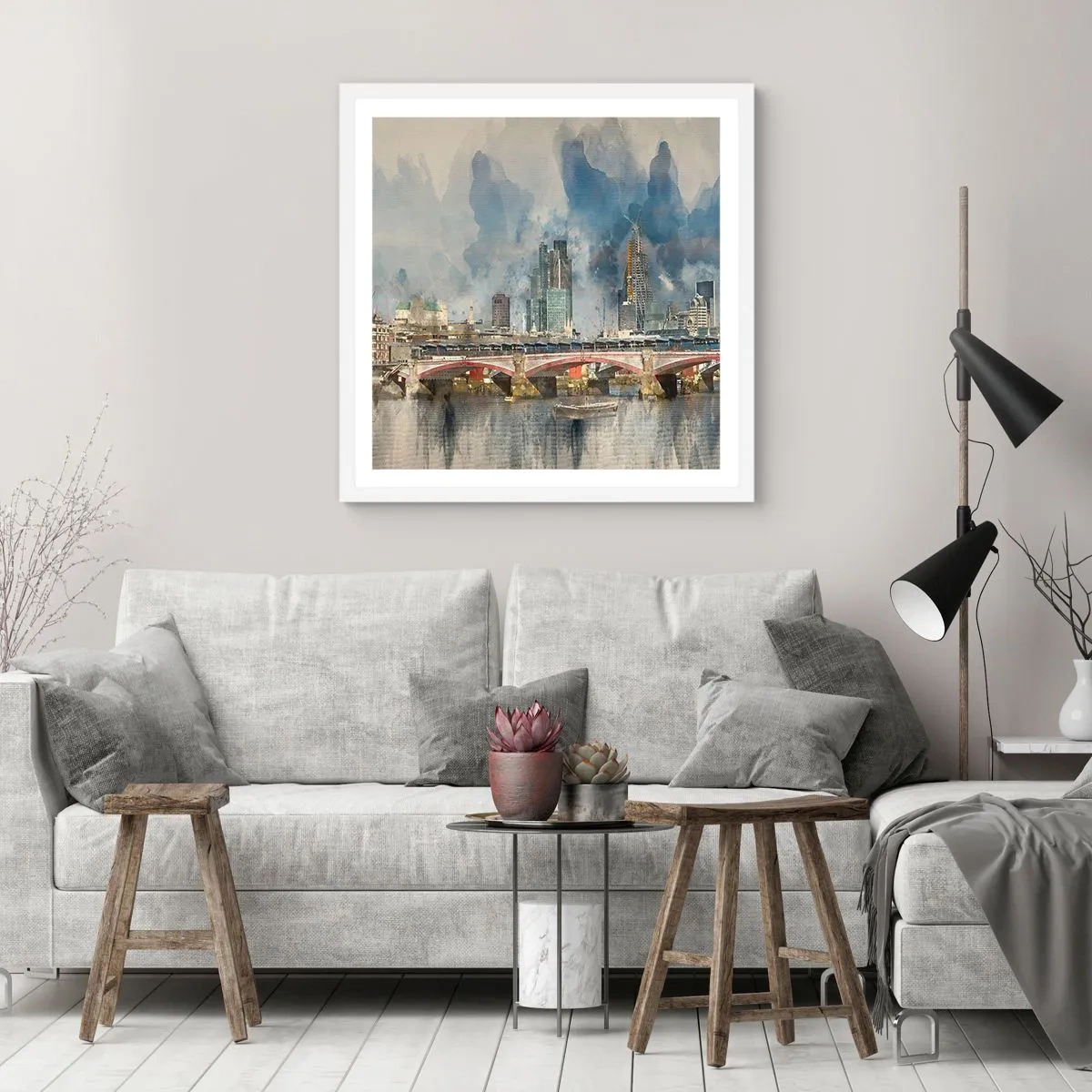 Poster in een witte lijst - Londen in al zijn glorie - 30x30 cm