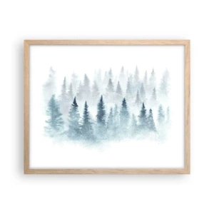 Een poster in een licht eiken lijst - Gehuld in mist - 50x40 cm