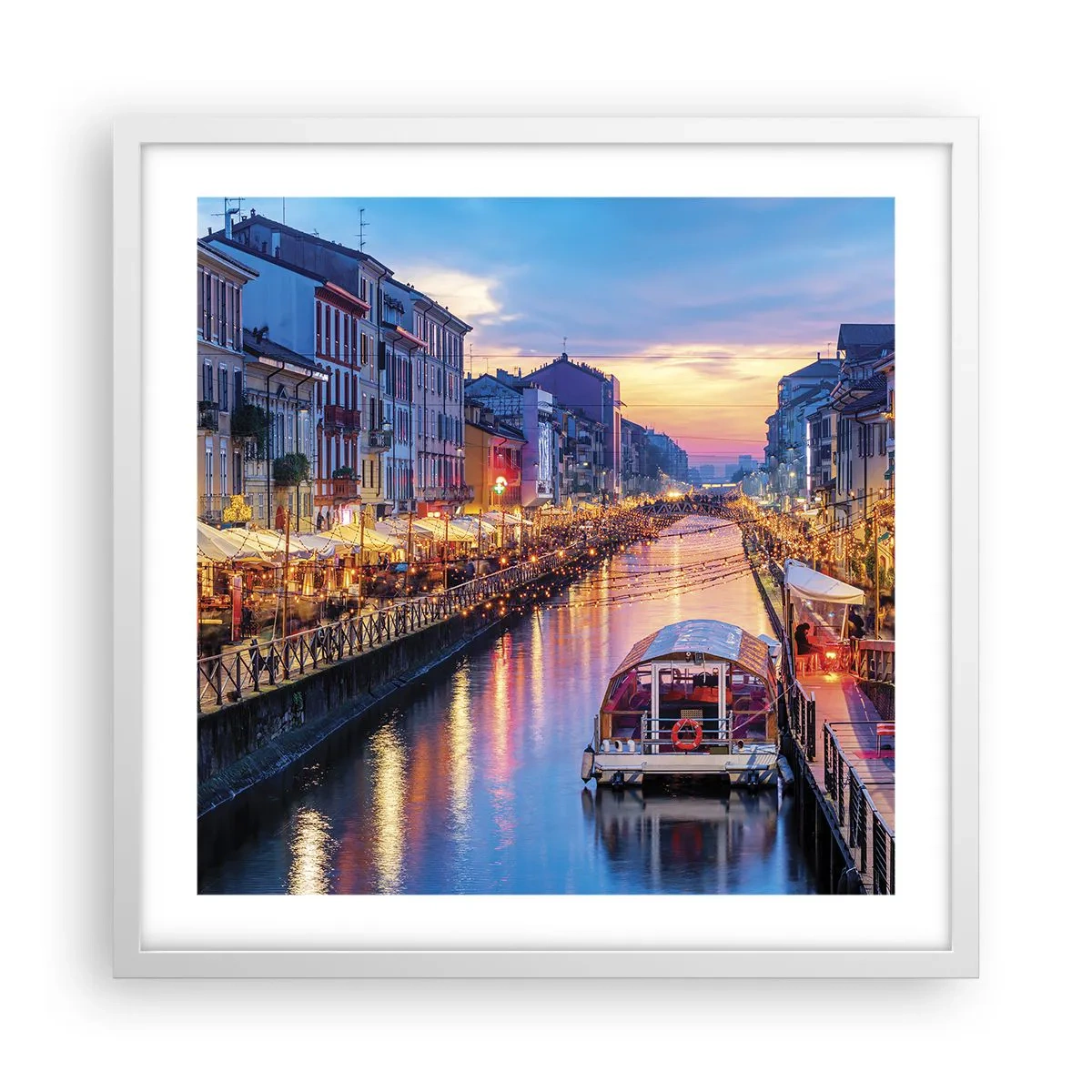 Poster in een witte lijst - Een avond vol licht en plezier - 50x50 cm