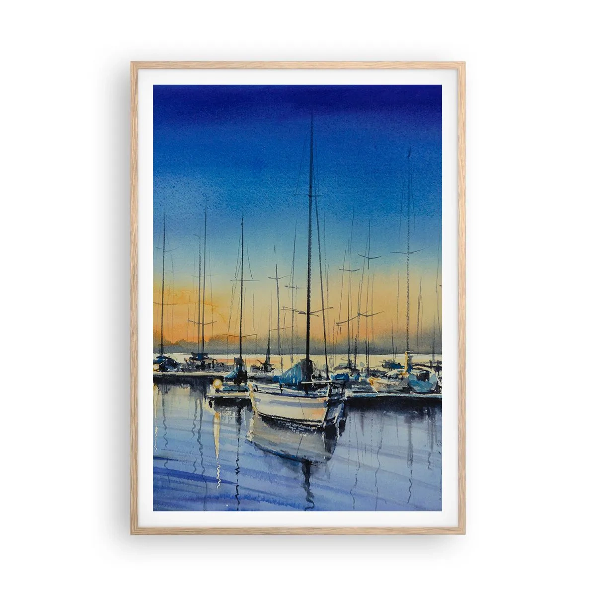 Een poster in een licht eiken lijst - Einde van een goede dag - 70x100 cm