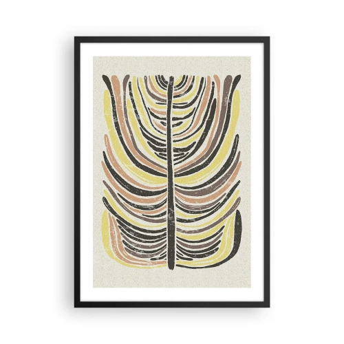 Poster in een zwarte lijst - Abstract blad in aardse tinten - 50x70cm - Abstractie vol leven - Moderne wanddecoratie voor woonkamer en slaapkamer ARTTOR