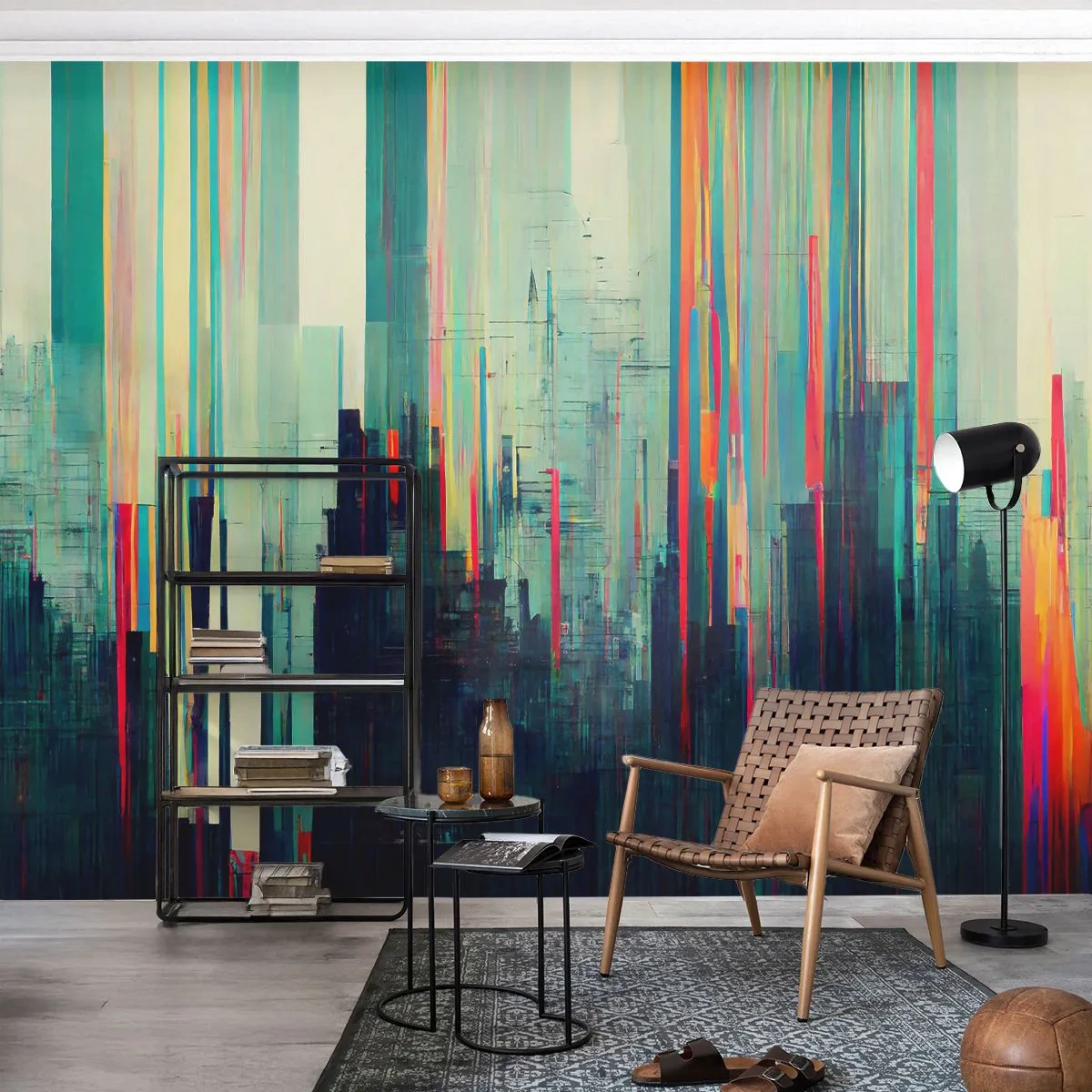 Fotobehang Premium Canvas - Futuristische stad - Abstractie, Technologie, Stad - 450x315 cm