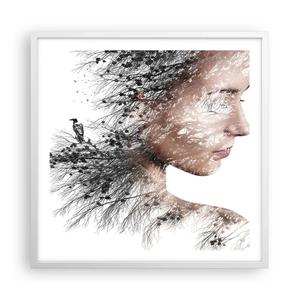 Poster in een witte lijst - De geest van het bos - 60x60 cm