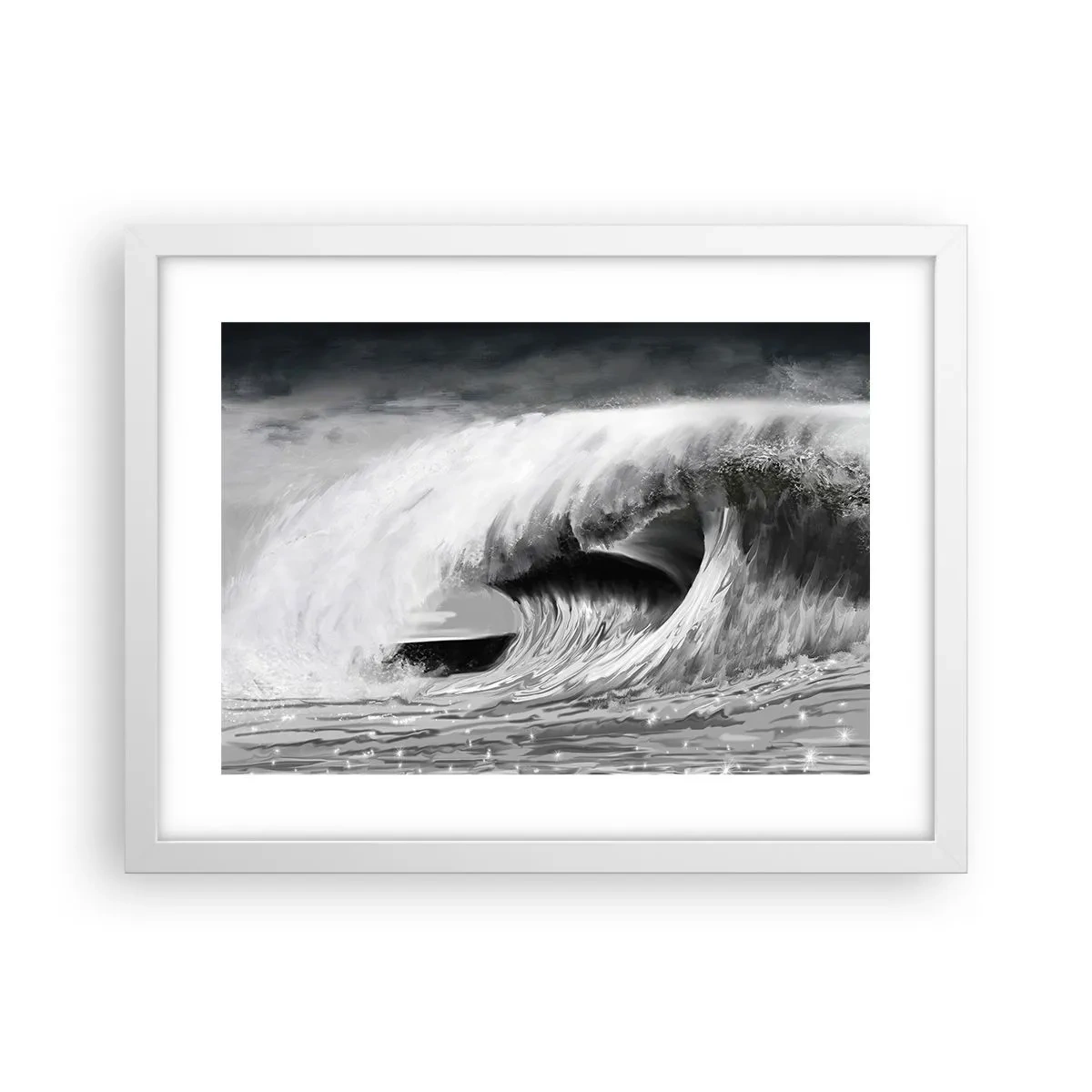 Poster in een witte lijst - De woede van de oceaan - 40x30 cm