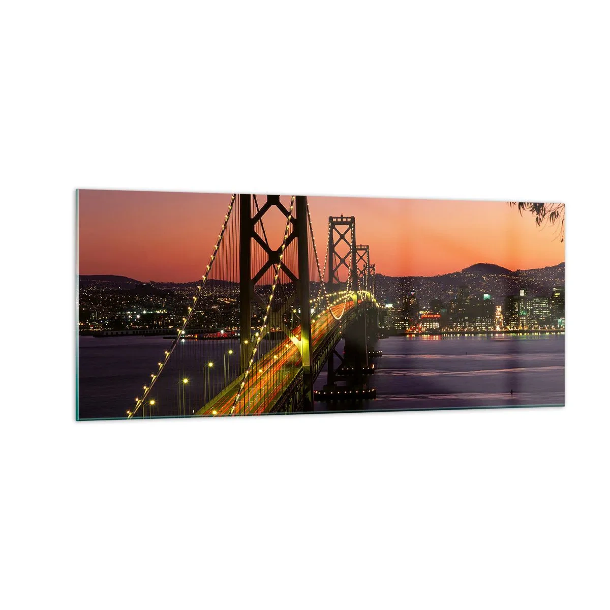 Schilderen op glas - Violette avond - 100x40 cm