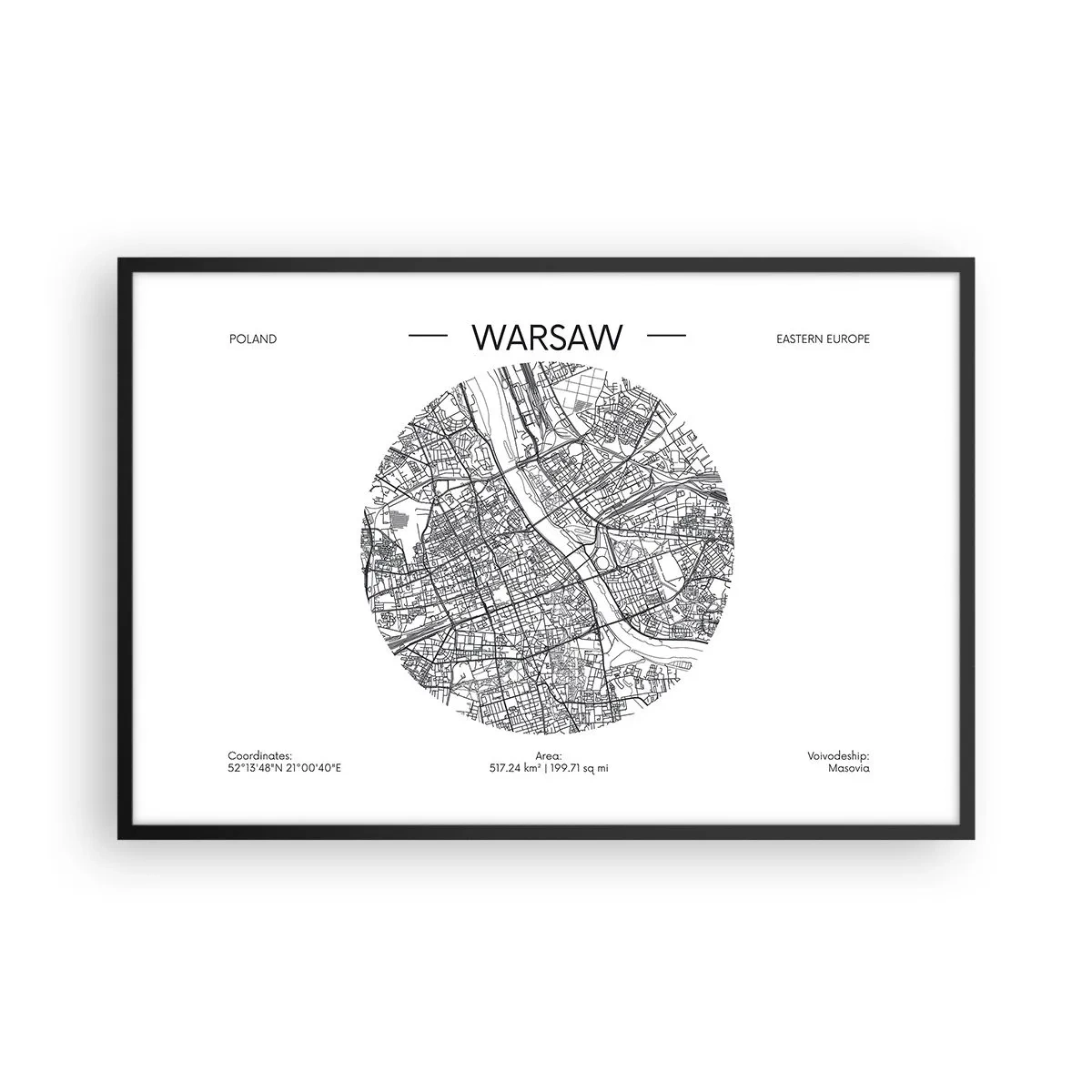 Poster in een zwarte lijst - Anatomie van Warschau - 91x61 cm