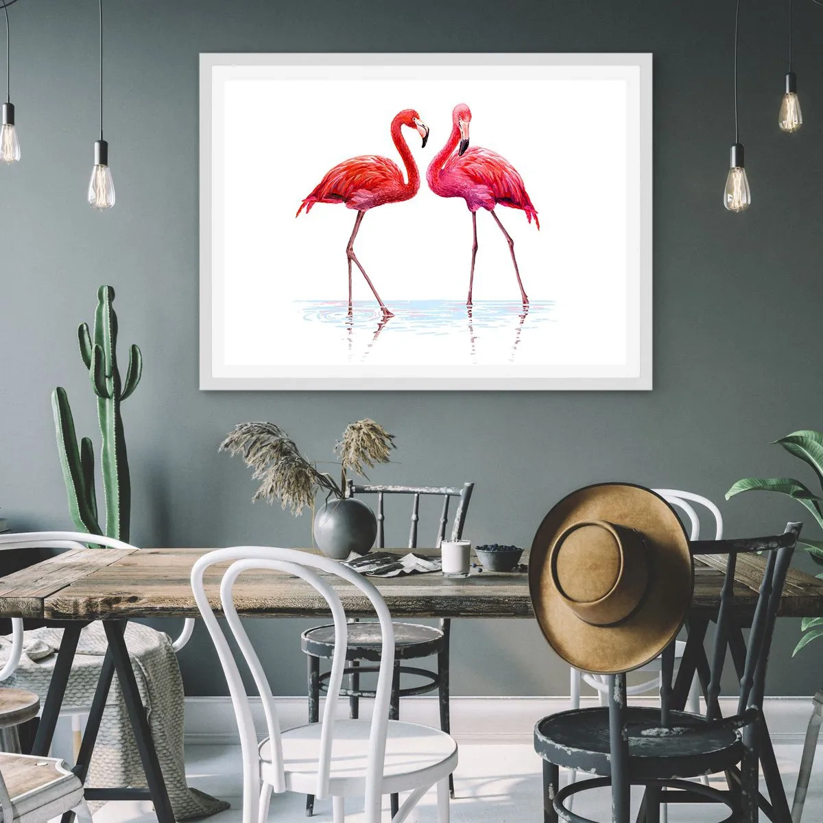 Poster in een witte lijst - Roze randez-vous - 50x40 cm