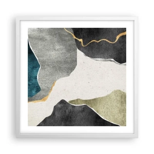 Poster in een witte lijst - Mozaïekcompositie met gouddraad - 50x50 cm