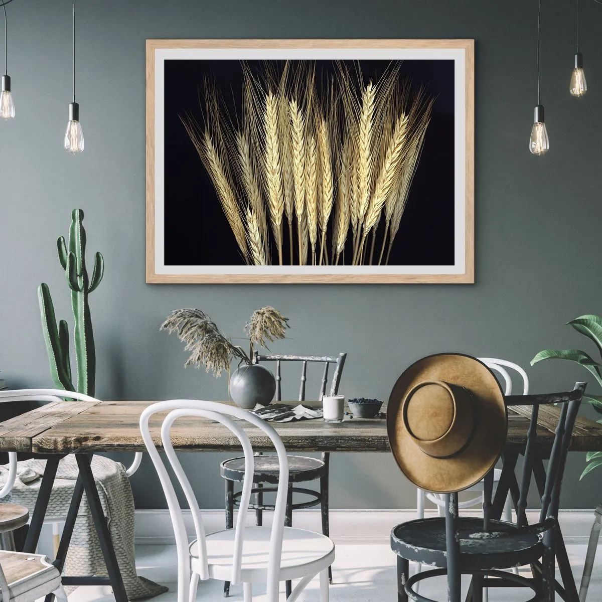 Een poster in een licht eiken lijst - Rustieke magie - 100x70 cm