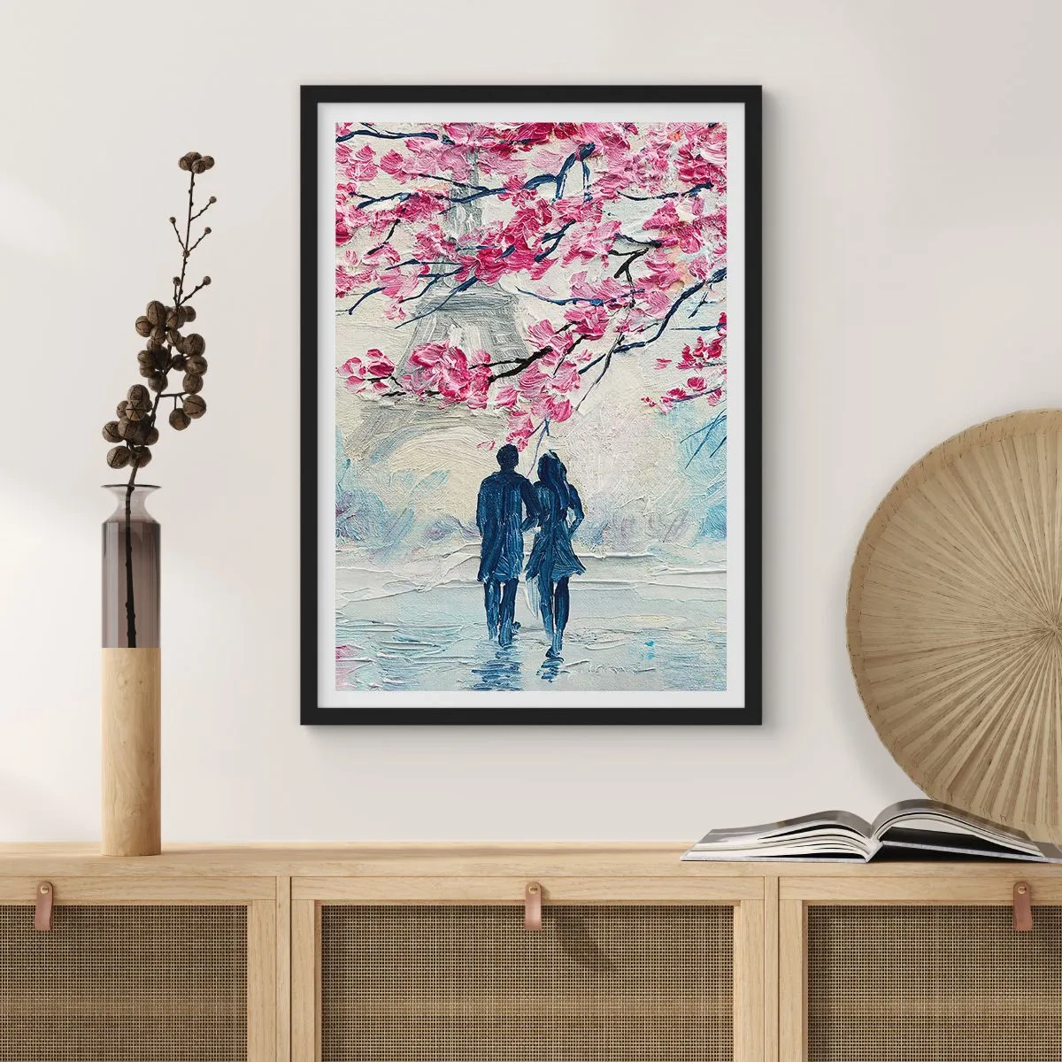 Poster in een zwarte lijst - Een romantische wandeling - 40x50 cm
