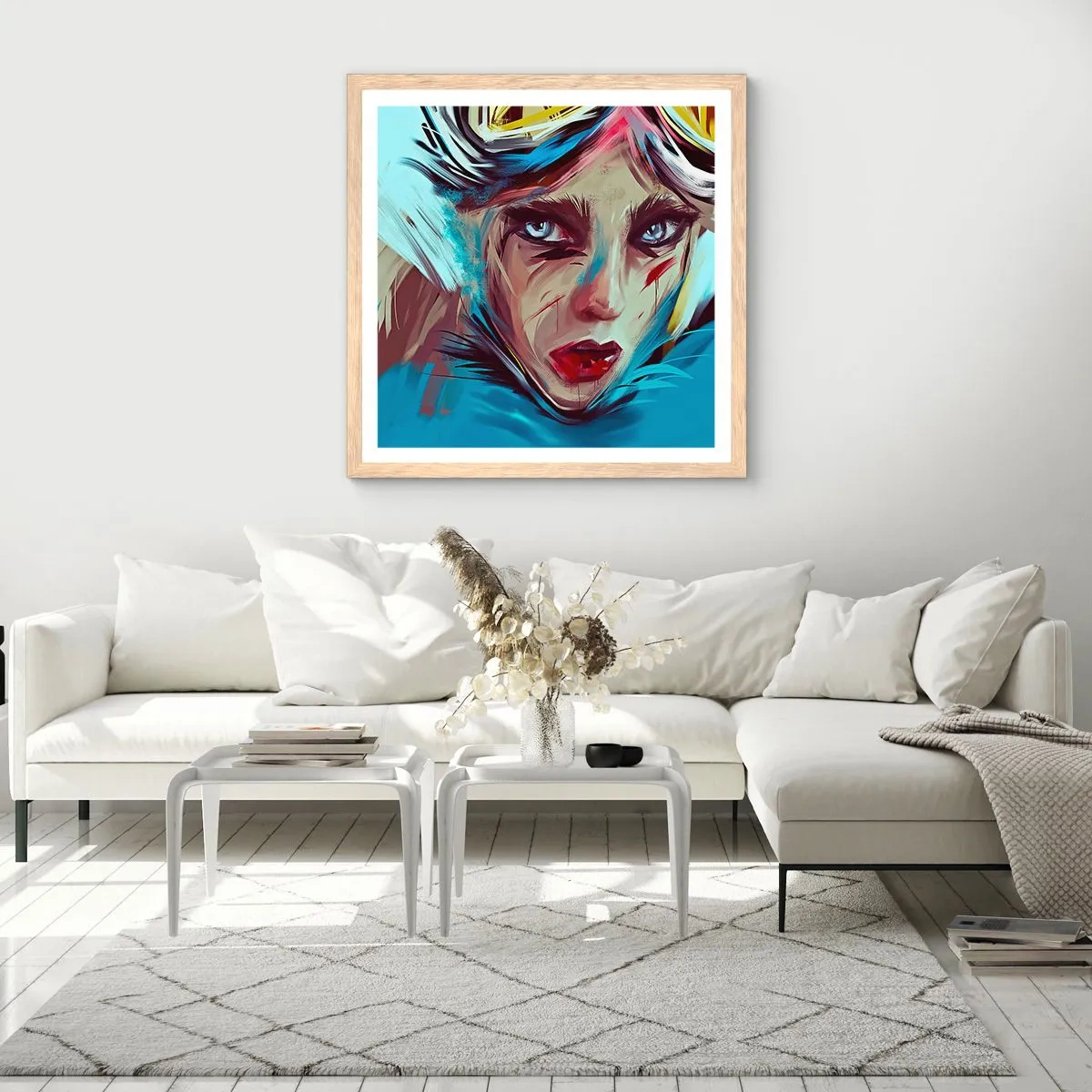 Een poster in een licht eiken lijst - Straatvechter - 40x40 cm