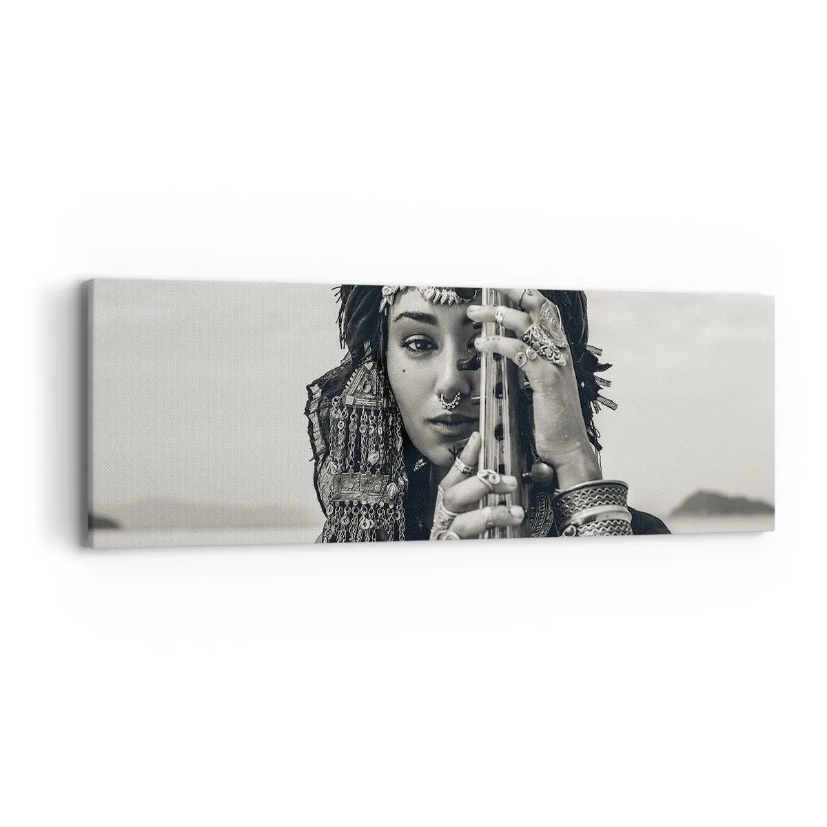 Schilderen op canvas - De muziek van het Oosten zelf - 90x30 cm