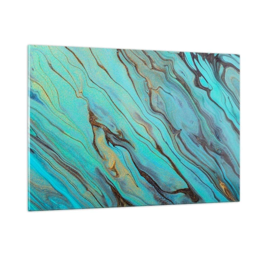 Schilderen op glas - Turquoise vloed - 120x80 cm