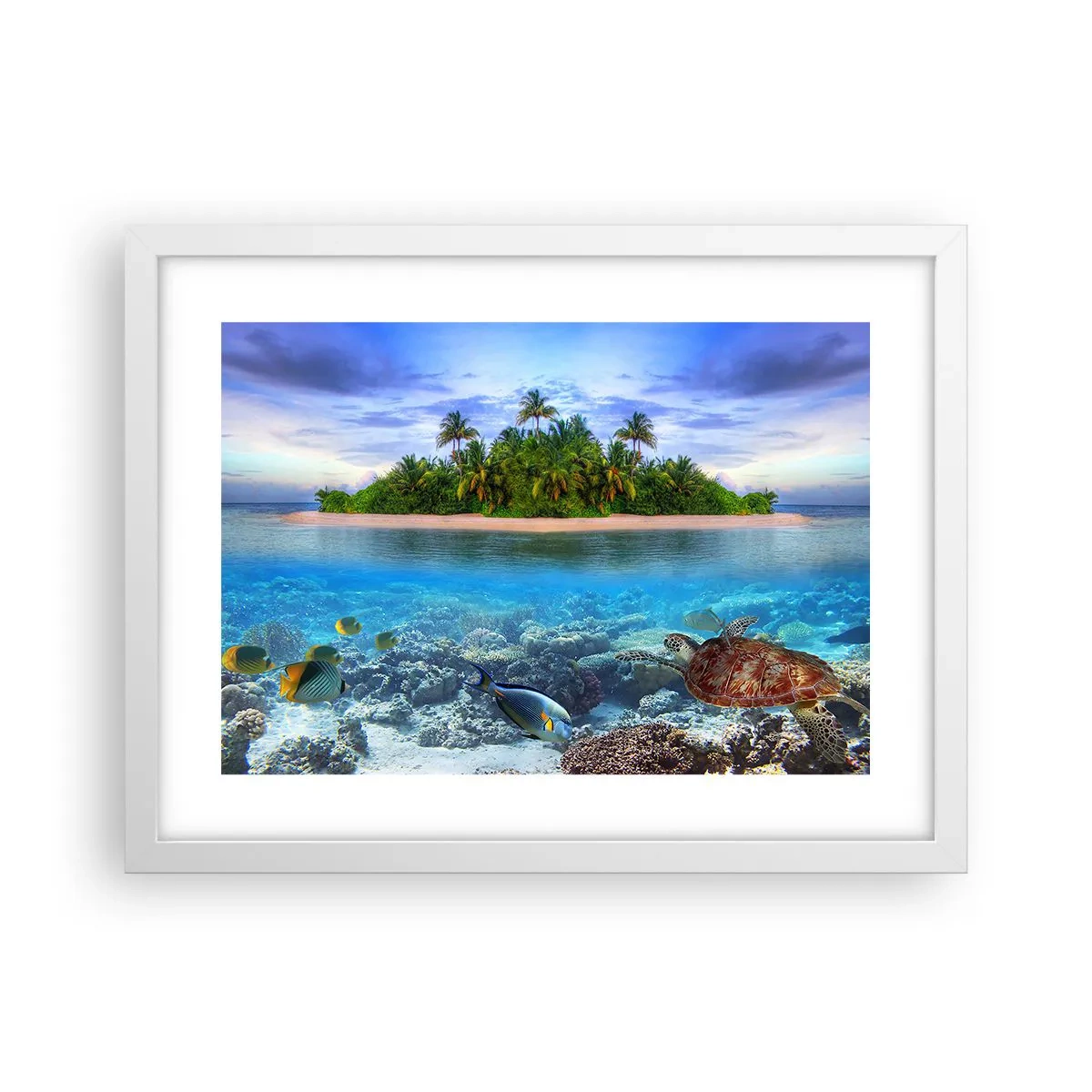Poster in een witte lijst - Hemels eiland nodigt je uit - 40x30 cm