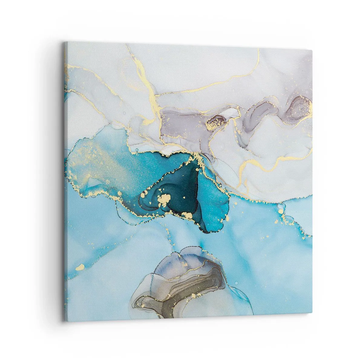 Schilderen op canvas - Een studie van de ontmoeting van grijs en turkoois - 50x50 cm