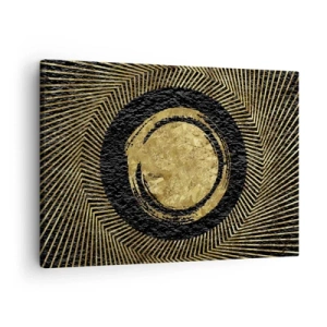 Schilderen op canvas - Geometrische compositie in zwart en goud met stralen - 70x50cm - Glamour-compositie - Moderne wanddecoratie voor woonkamer en slaapkamer ARTTOR