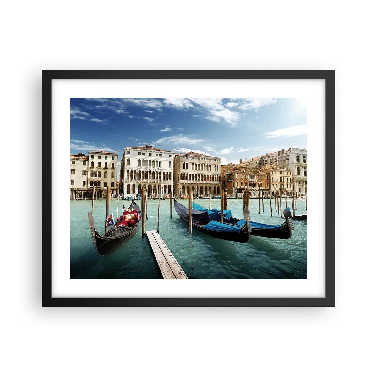 Poster in een zwarte lijst - Paleizen in het blauw - 50x40 cm