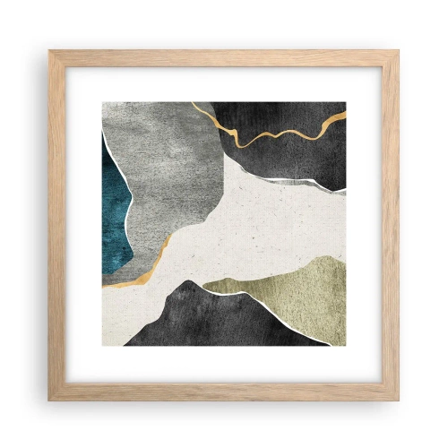 Een poster in een licht eiken lijst - Mozaïekcompositie met gouddraad - 30x30 cm