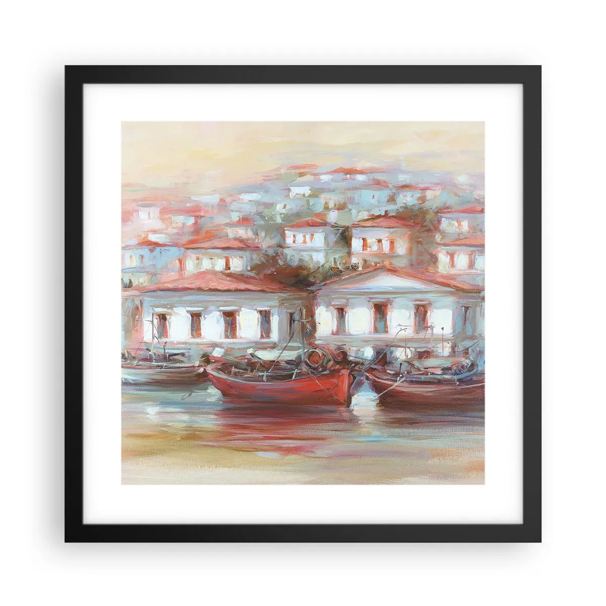 Poster in een zwarte lijst - Gelukkige stad - 40x40 cm