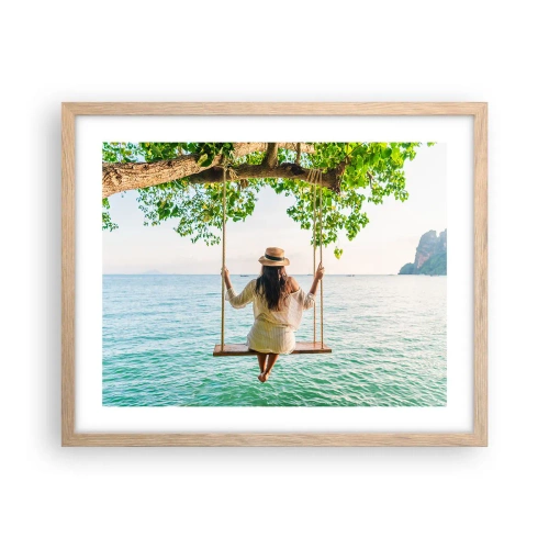 Een poster in een licht eiken lijst - Het leven is prachtig - 50x40 cm