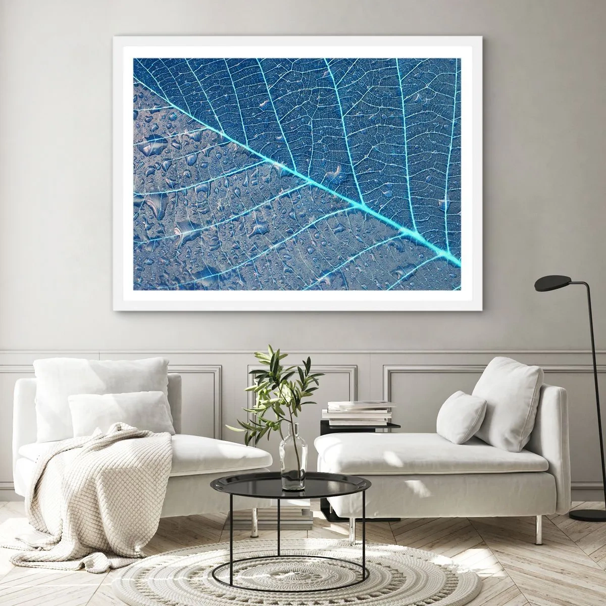 Poster in een witte lijst - Leven in blauw - 70x50 cm