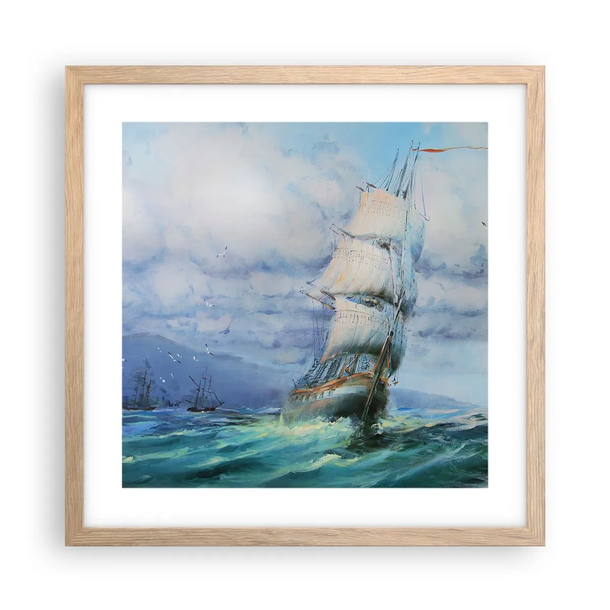 Een poster in een licht eiken lijst - Goede wind - 40x40 cm
