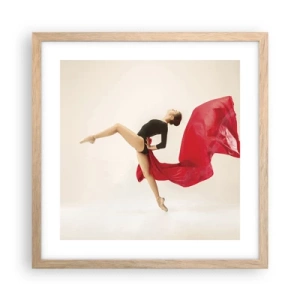 Een poster in een licht eiken lijst - rood en zwart - 40x40 cm