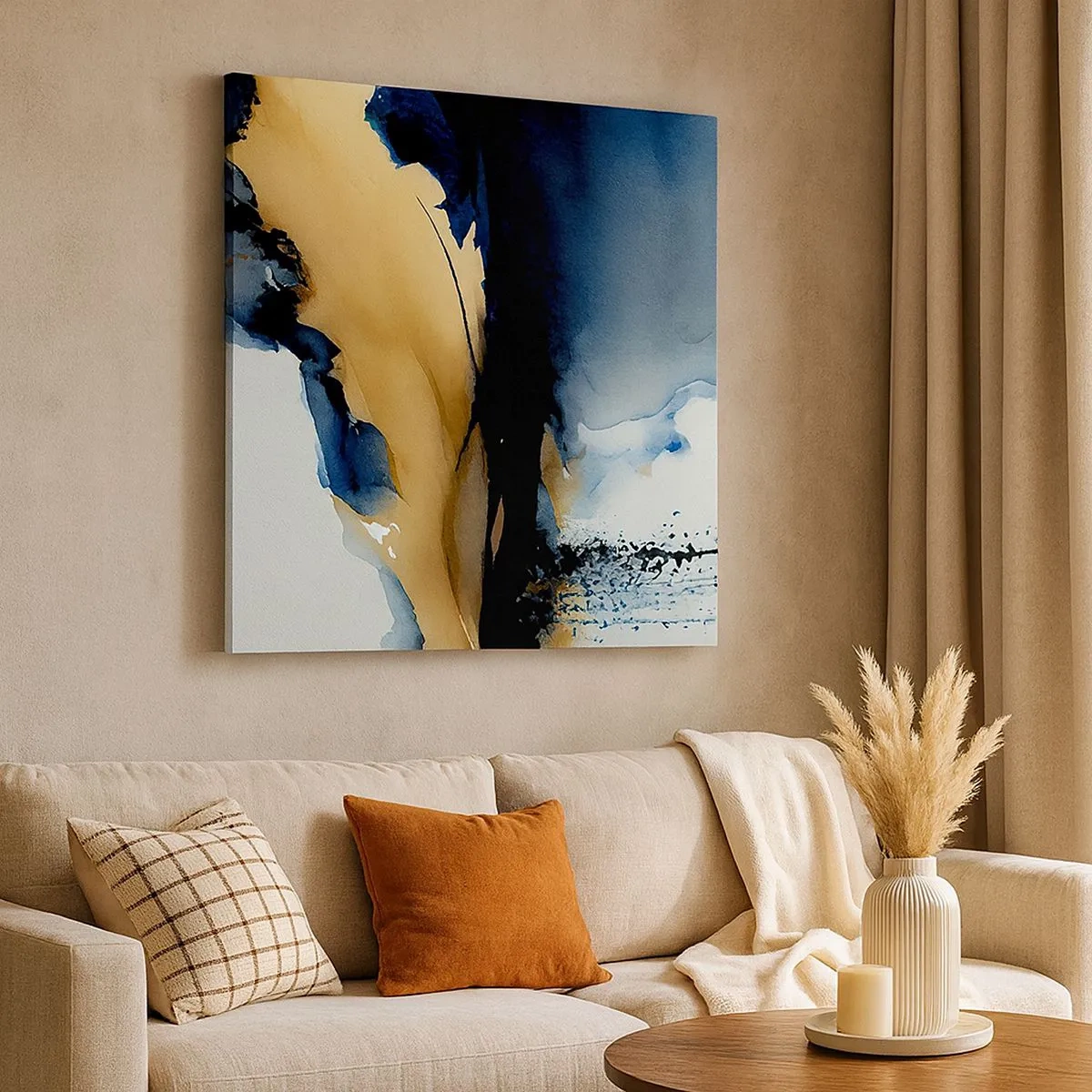 Schilderen op canvas - Achter het gordijn - 30x30 cm