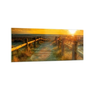 Schilderen op glas - Badend in oud goud - 100x40 cm