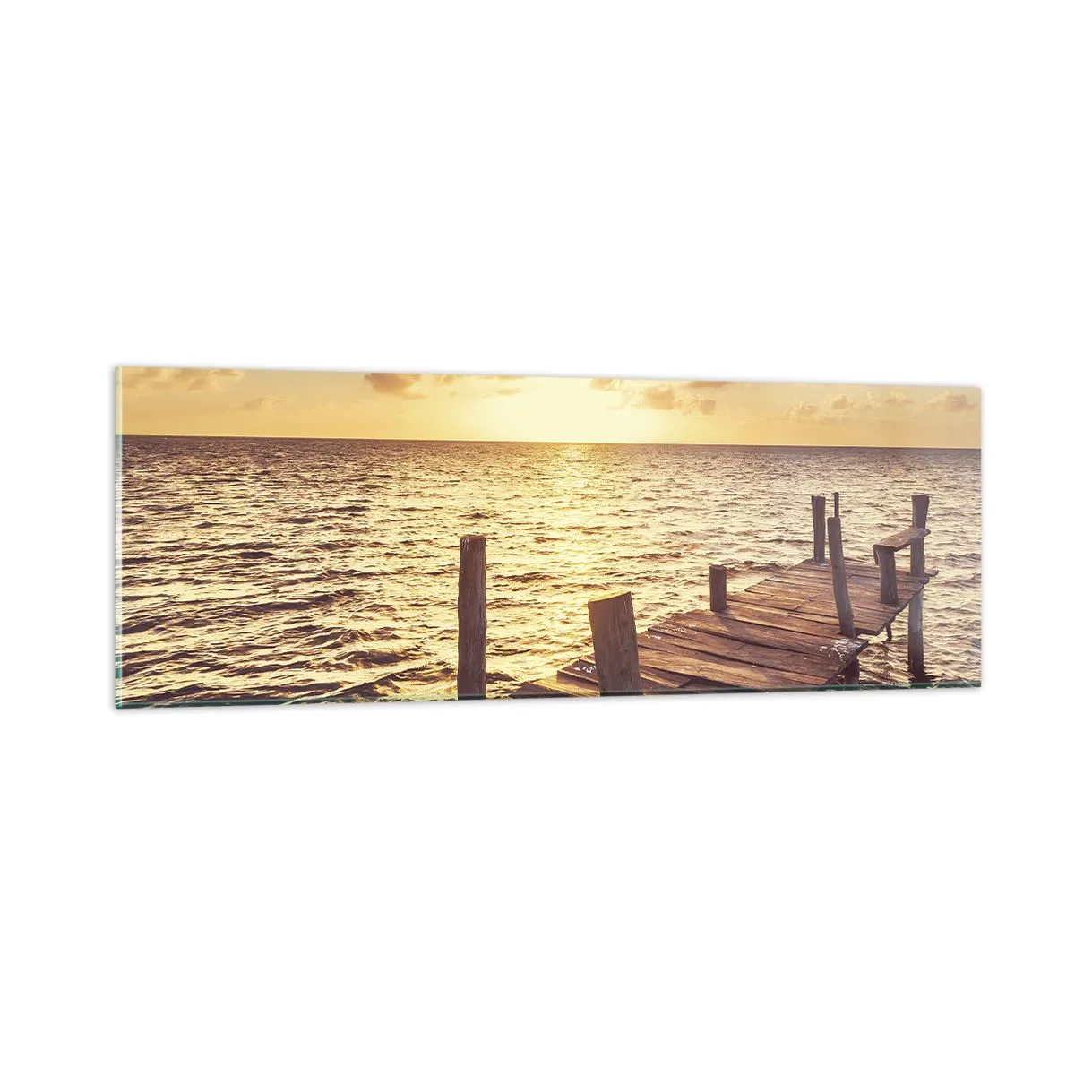 Schilderen op glas - Het gouden land van zachtheid - 90x30 cm