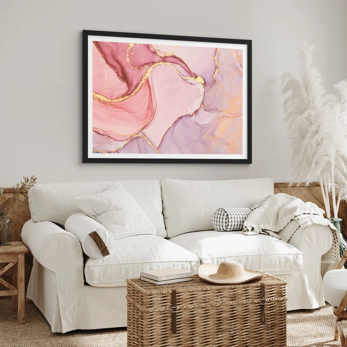 Poster in een zwarte lijst - Een streling van kleuren - 91x61 cm