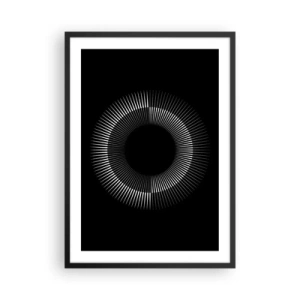 Poster in een zwarte lijst - Een betoverende compositie van een lichtgevende cirkel op een zwarte achtergrond. - 50x70cm - Zwarte zon - Moderne wanddecoratie voor woonkamer en slaapkamer ARTTOR