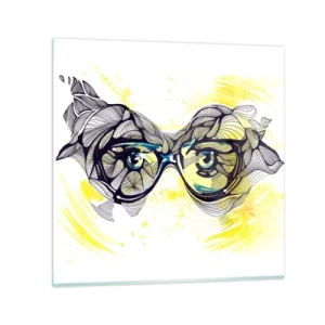 Schilderen op glas - Door een blauwe bril - 30x30 cm