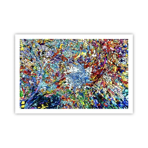 Poster - Glas in lood druppel - 91x61 cm