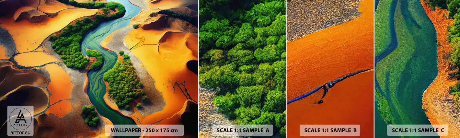 Fotobehang Monster Zelfklevend Deluxe Sticker - Levengevende rivier - Landschap, Natuur, Rivier - 100x30 cm