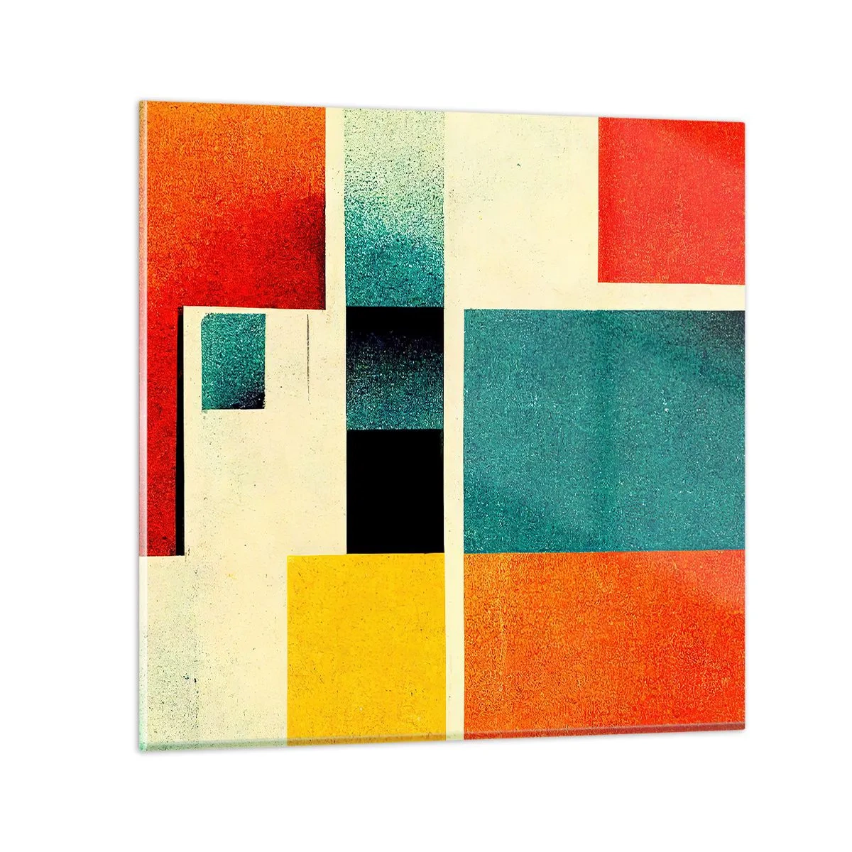 Schilderen op glas - Geometrische abstractie – goede energie - 30x30 cm