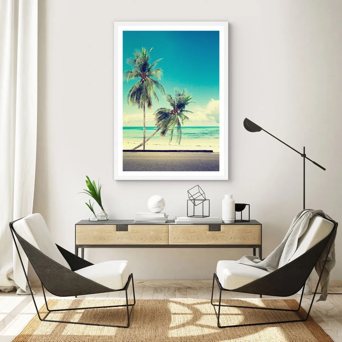 Poster in een witte lijst - Tijd om aan je vakantie te beginnen. - 70x100 cm