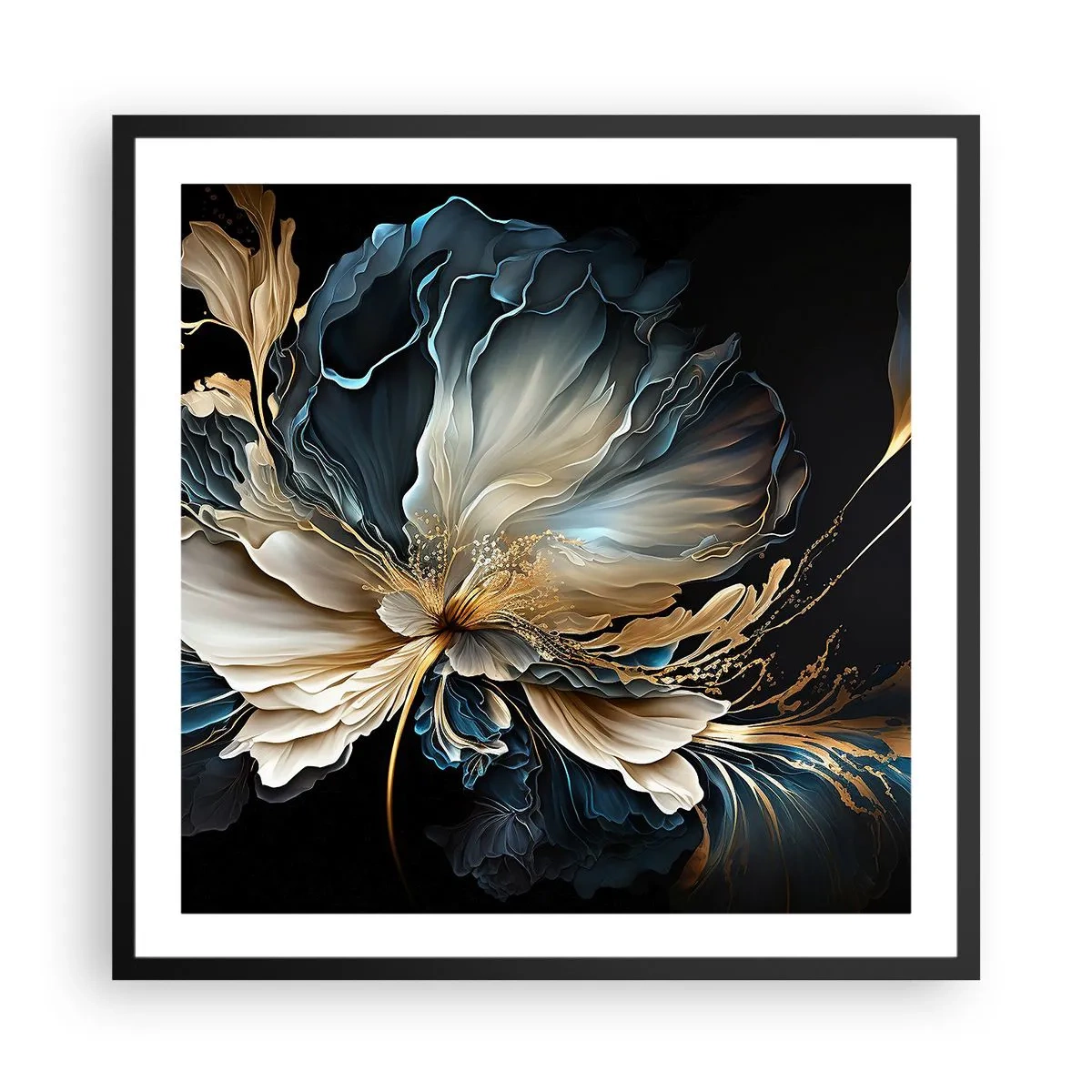 Poster in een zwarte lijst - Sprookjesachtige varenbloem - 60x60 cm