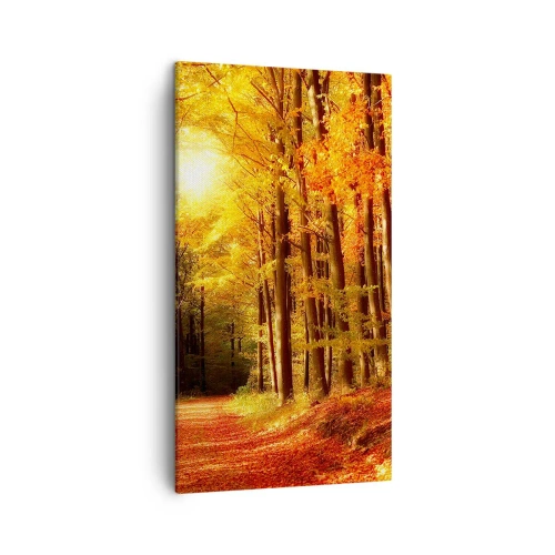 Schilderen op canvas - Gouden herfst op een bosweg - 45x80 cm