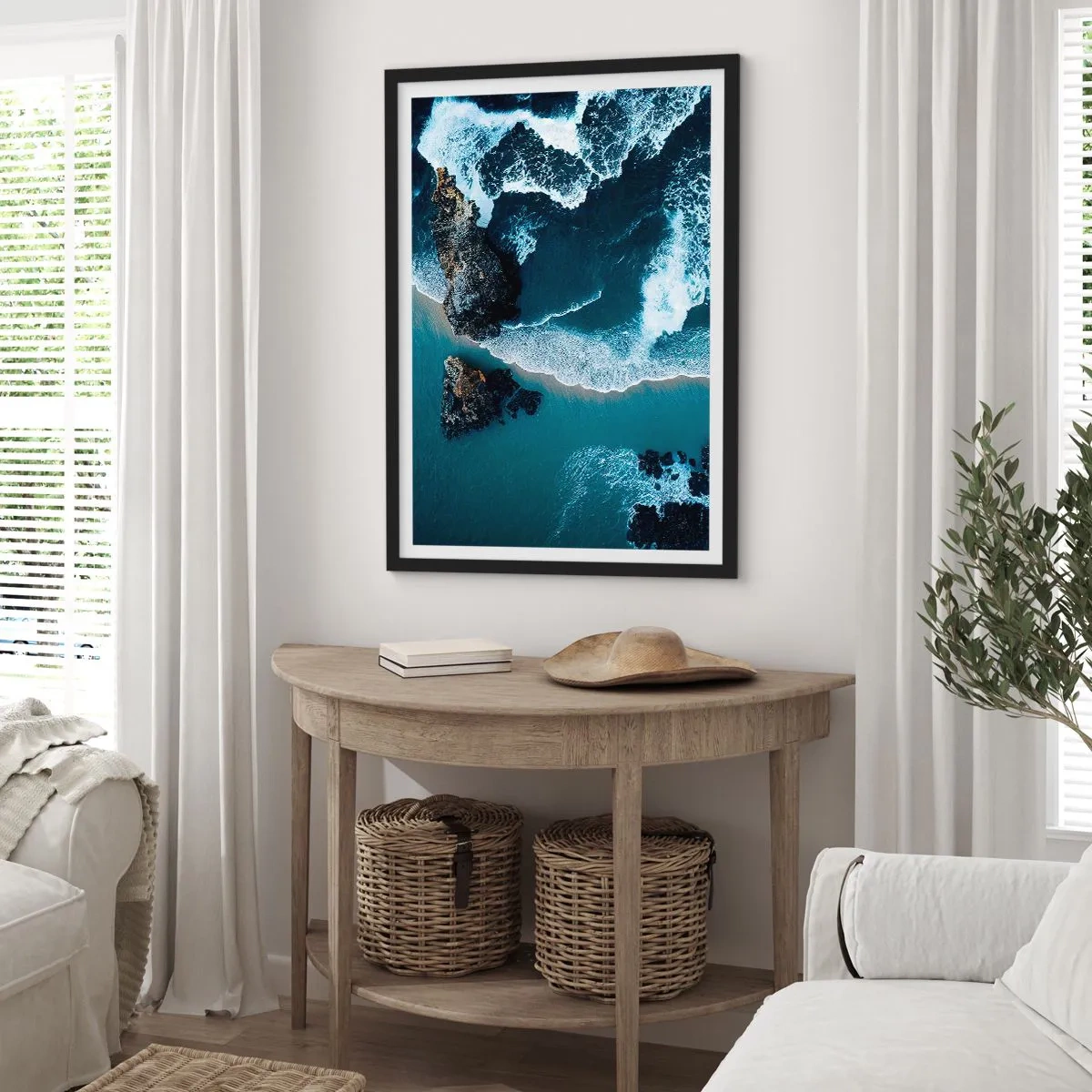 Poster in een zwarte lijst - In golven gewikkeld - 70x100 cm
