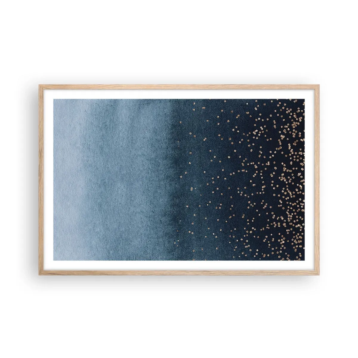 Een poster in een licht eiken lijst - Samenstelling - blauwe fasen - 91x61 cm