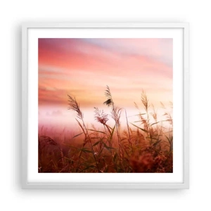 Poster in een witte lijst - Vliegers, paardebloemen, wind - 50x50 cm