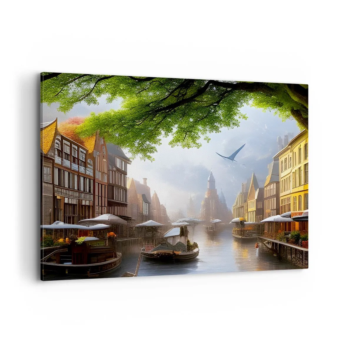 Schilderen op canvas - Hollands stadsbeeld - 100x70 cm