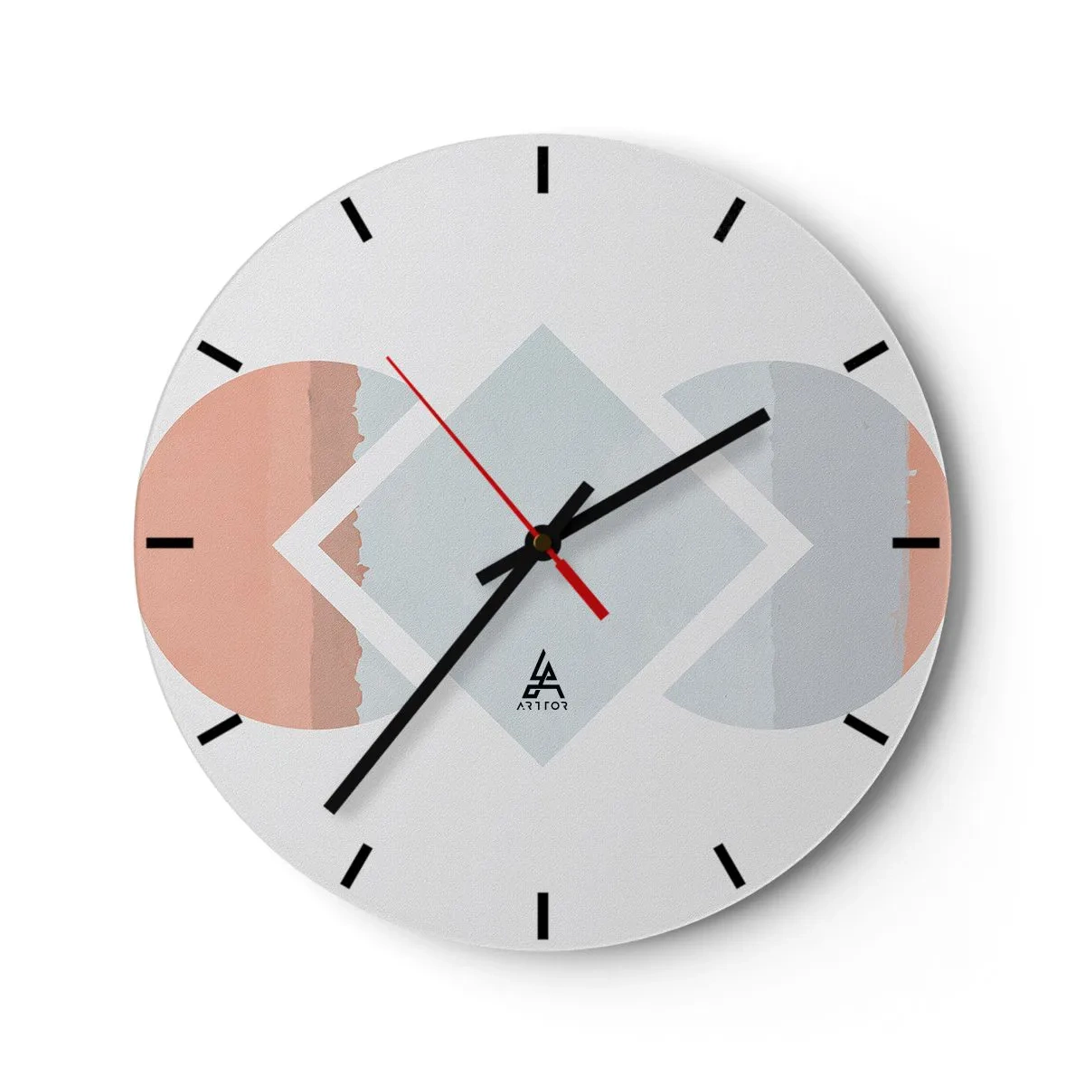 Wandklok - Klok - Geometrische compositie in pastelkleuren - 30x30cm - De situatie is duidelijk - Moderne wanddecoratie voor woonkamer, keuken en slaapkamer ARTTOR