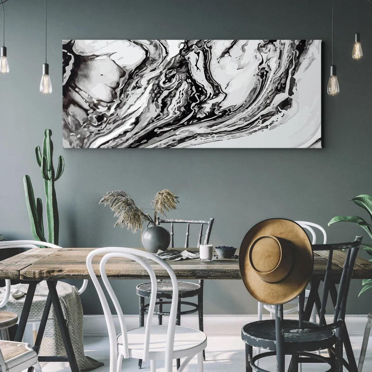 Schilderen op canvas - In het begin was er chaos - 90x30 cm